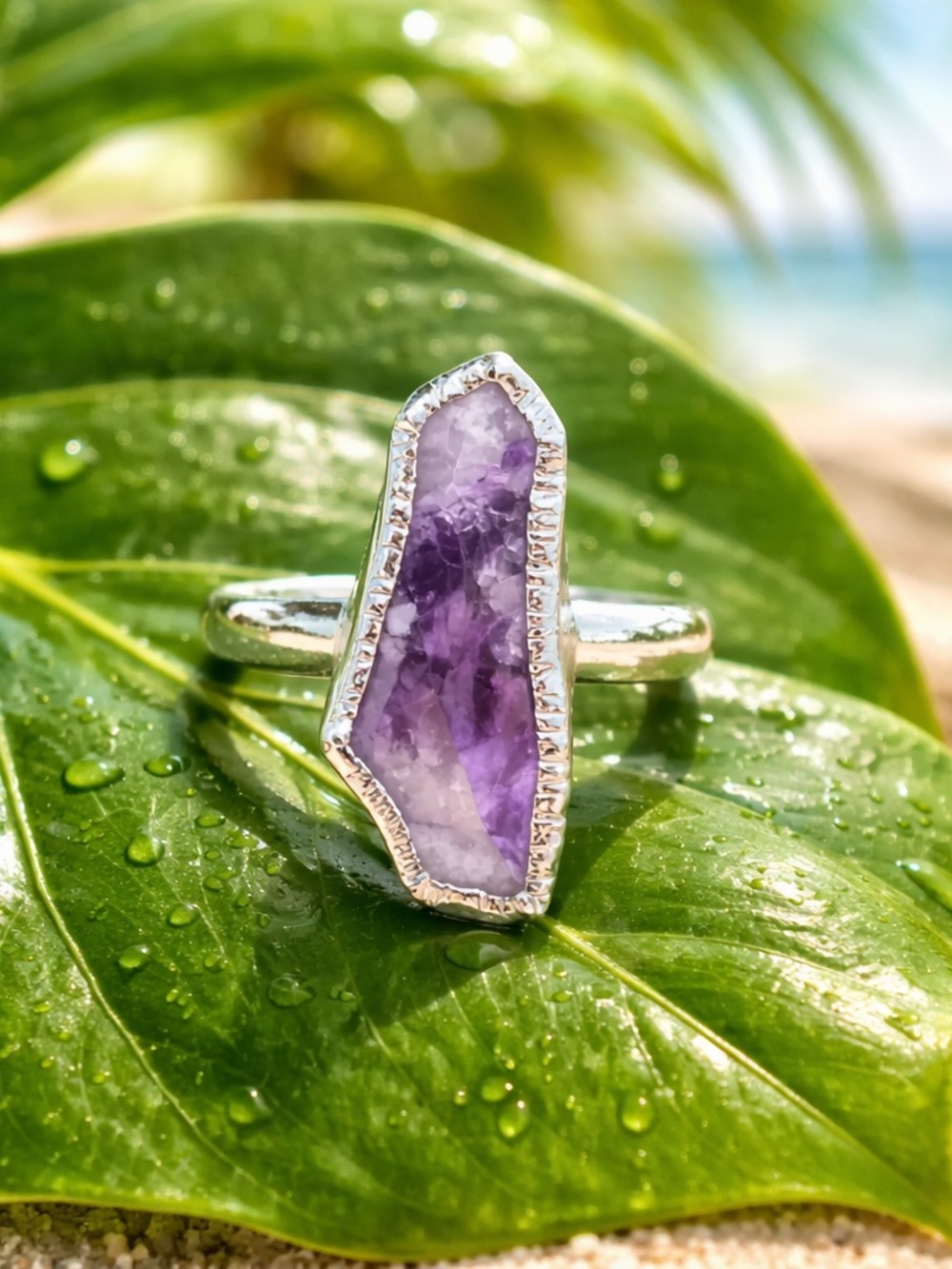 Flaming Violet Opal Ring